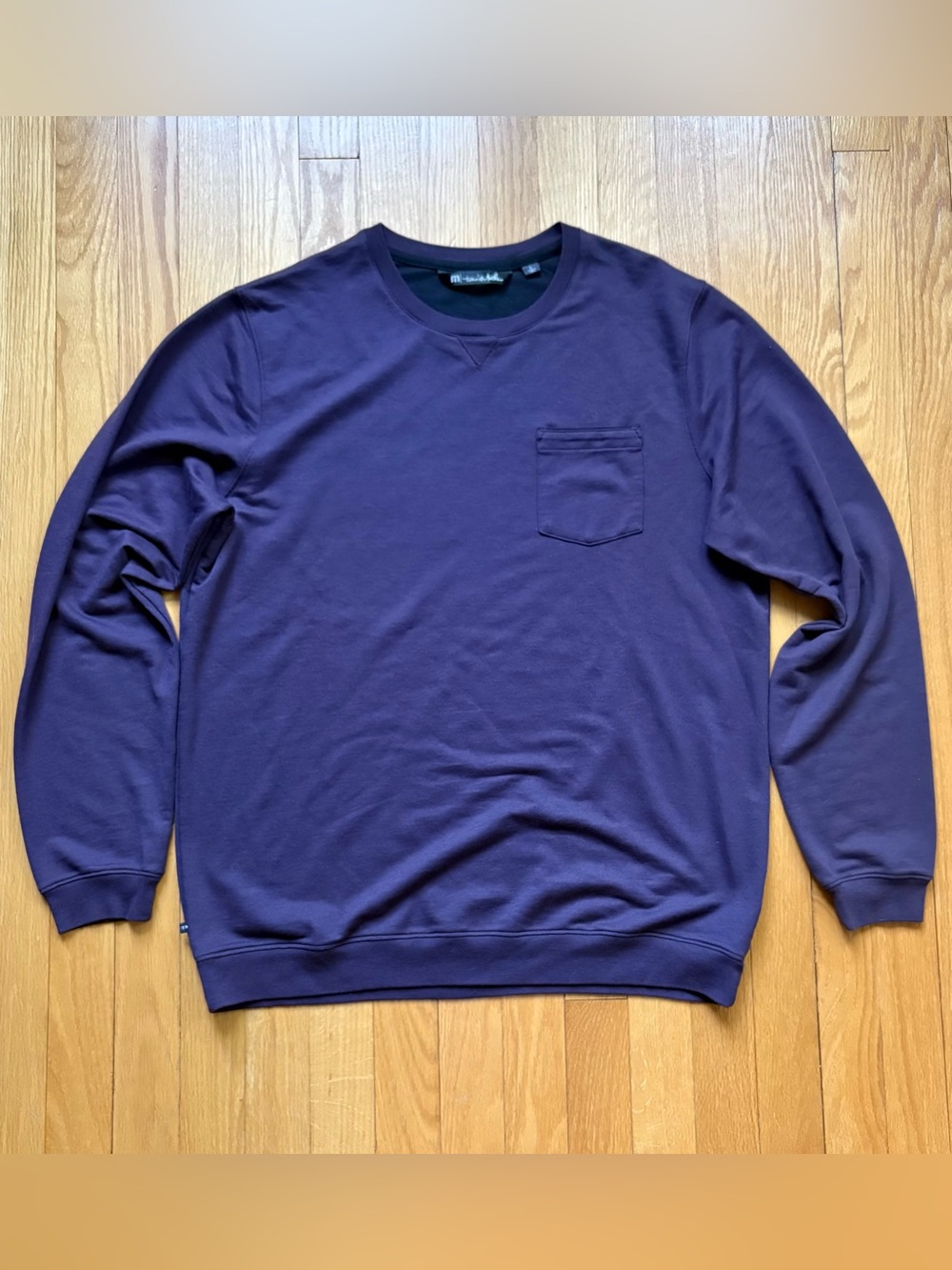 Travis Mathew Men’s Crewneck Pocket Sweatshirt Pullover Large Purple Plum Solid
